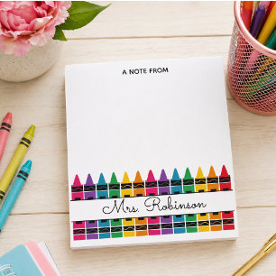 Teacher Appreciation Rainbow Crayon Notepad
