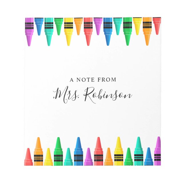  Teacher Appreciation Rainbow Crayon Notepad (Front)