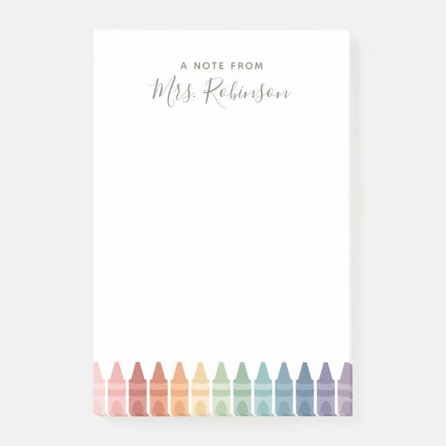 Teacher Appreciation Rainbow Crayon Post-it Notes (Front)