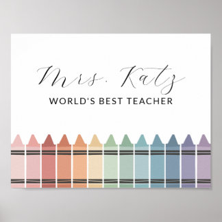Teacher Appreciation Rainbow Crayon  Poster