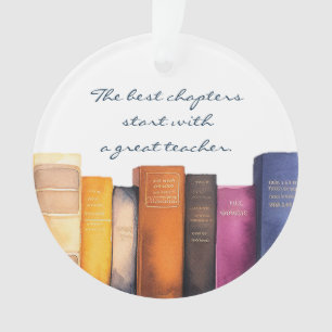Teacher Appreciation Reading Books Monogrammed Ornament