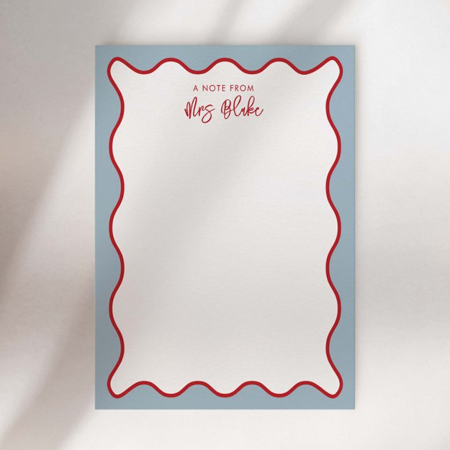 Teacher Appreciation Red Blue Wavy Notepad (Creator Uploaded)