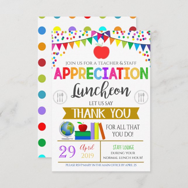 Teacher Appreciation Staff Invitation (Front/Back)