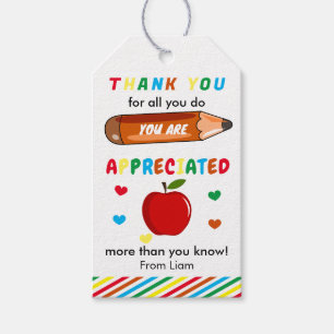 Teacher Appreciation TAGS,TEACHER Thank you,School Gift Tags