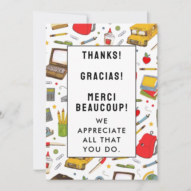 Teacher Appreciation Thank You Card (Front)