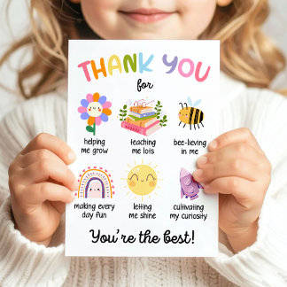 Teacher Appreciation Thank You Card Daycare Gift