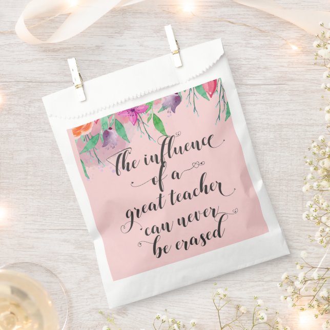 Teacher appreciation Thank you floral blush pink Favour Bag (Clipped)