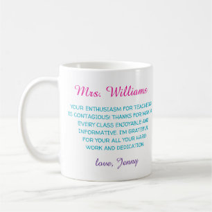 teacher appreciation thank you modern colourful coffee mug