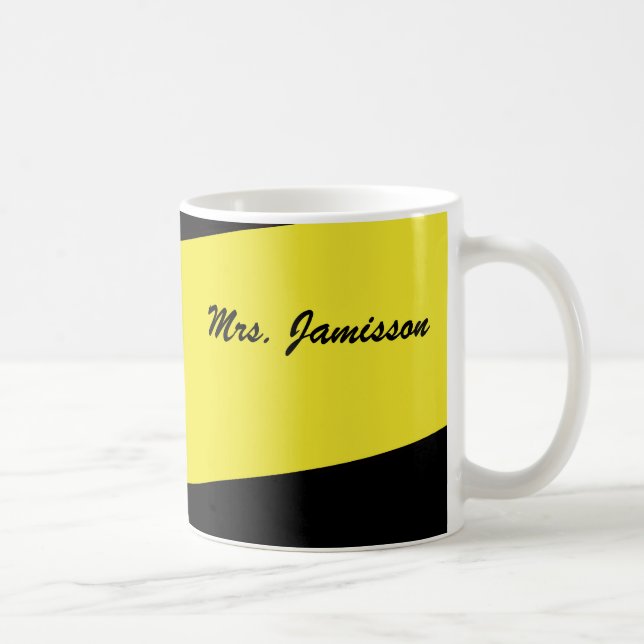 Teacher Appreciation, Thank You, Name, Yellow Coffee Mug (Right)