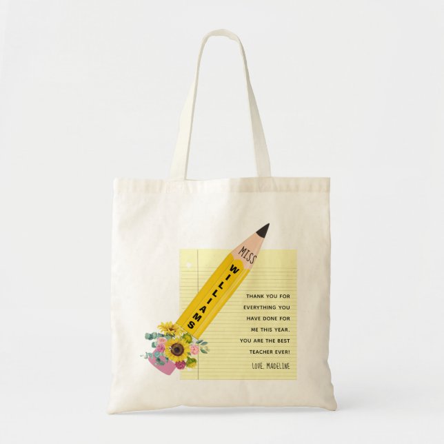 Teacher Appreciation Thank You Tote Bag (Front)