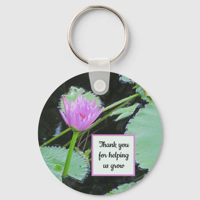 Teacher Appreciation Thank You Water Lily Flower Key Ring (Front)