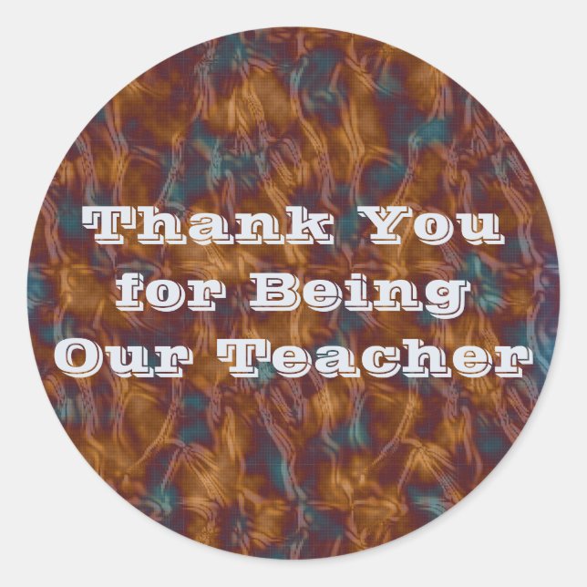 Teacher Appreciation Tie-dye Gold Blue Thank You Classic Round Sticker (Front)
