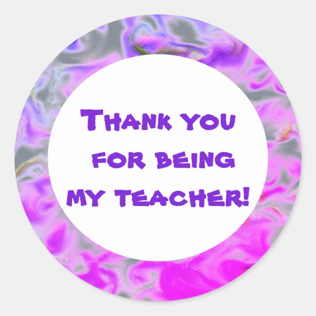 Teacher Appreciation Tie-Dye Pink Purple Thank You Classic Round Sticker (Front)
