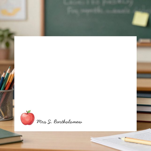 Teacher Appreciation Watercolor Red Apple  Card (Creator Uploaded)