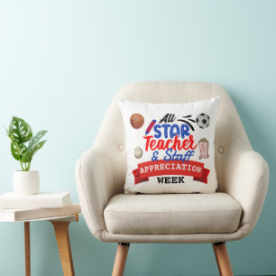 Teacher Appreciation Week All Star School Name Cushion
