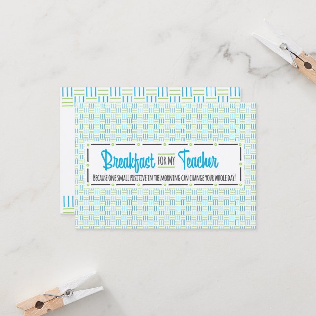 Teacher Appreciation Week Breakfast Card (Front/Back In Situ)