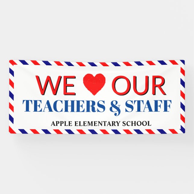 Teacher Appreciation Week Navy & red apple Banner (Horizontal)