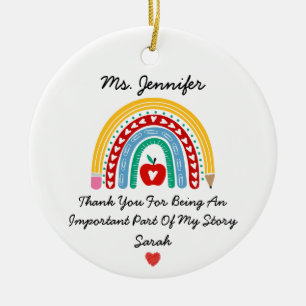 Teacher Appreciation With Thank You Message Custom Ceramic Ornament