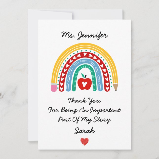 Teacher Appreciation With Thank You Message Custom Holiday Card (Front)