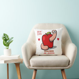 Teacher Appreciation Worm in Apple Add Name Cushion