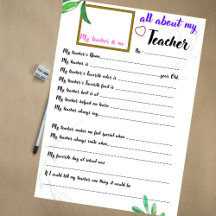 Teacher appriciation all about my teacher
