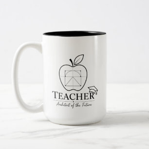 Teacher Architect Apple Blueprint Two-Tone Coffee Mug