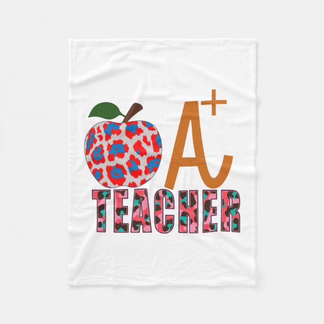 Teacher Art Apple A Plus Teacher Fleece Blanket (Front)