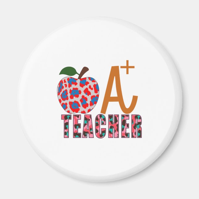 Teacher Art Apple A Plus Teacher Magnet (Front)