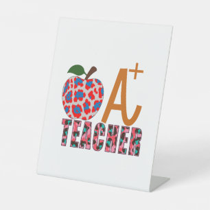Teacher Art Apple A Plus Teacher Pedestal Sign