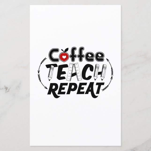 Teacher Art Coffee Teach Repeat (Front)