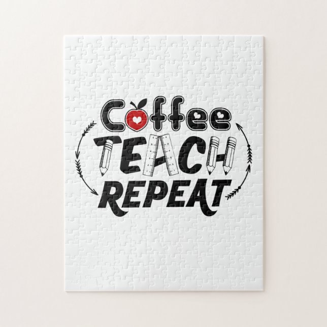 Teacher Art Coffee Teach Repeat Jigsaw Puzzle (Vertical)