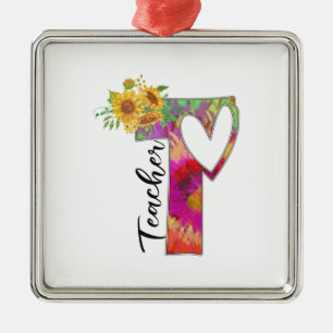 Teacher Art Flower Teacher Metal Ornament