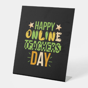Teacher Art Happy Online Teacher Day Pedestal Sign