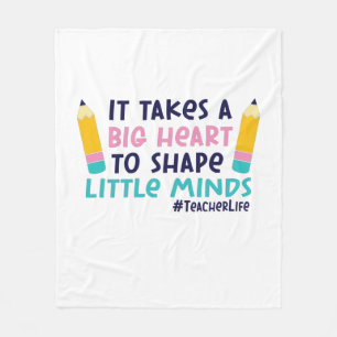 Teacher Art It Takes A Big Heart Fleece Blanket