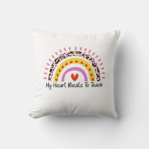 Teacher Art My Heart Beats To Teach Cushion