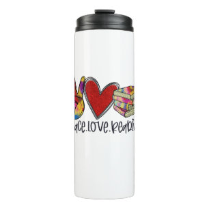 Teacher Art Peace Love Reading Thermal Tumbler