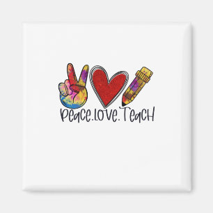 Teacher Art Peace Love Teach Magnet