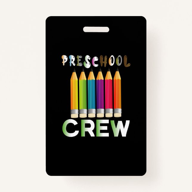 Teacher Art Preschool Crew Teacher ID Badge (Front)
