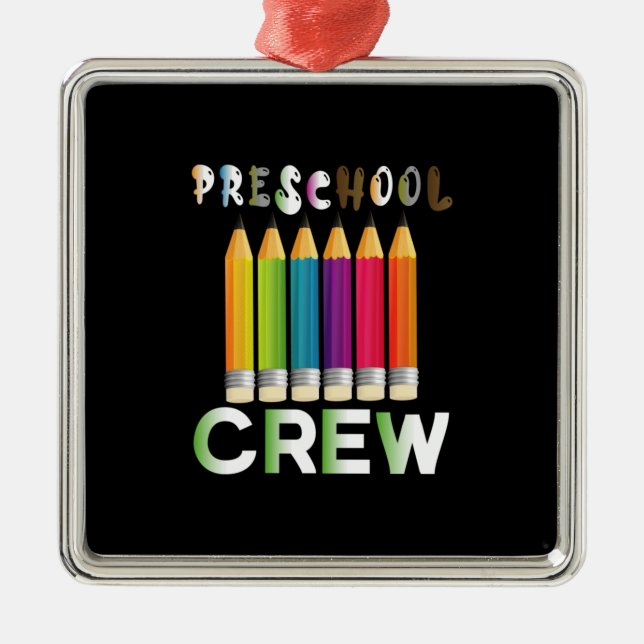 Teacher Art Preschool Crew Teacher Metal Ornament (Front)