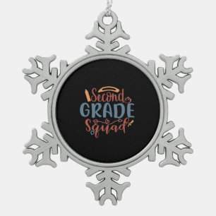 Teacher Art Second Grade Squad Snowflake Pewter Christmas Ornament