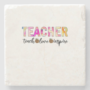 Teacher Art Teach Love Inspire Stone Coaster