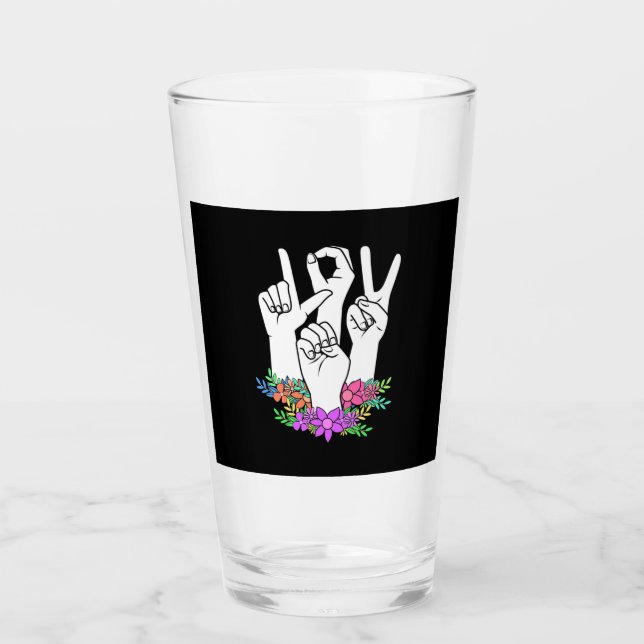 Teacher ASL Hand Sign Glass (Front)