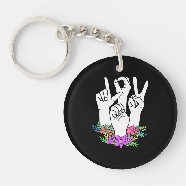 Teacher ASL Hand Sign Key Ring (Front)