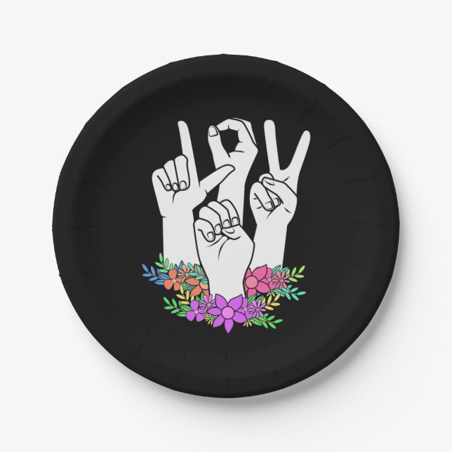 Teacher ASL Hand Sign Paper Plate (Front)