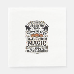 Teacher Assistant Halloween Shirt with Black Cats Napkin