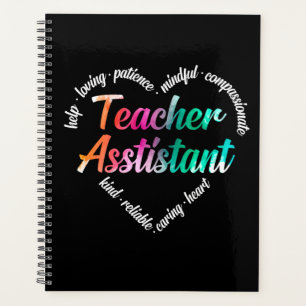 Teacher Assistant Heart Word Cloud Watercolor Planner