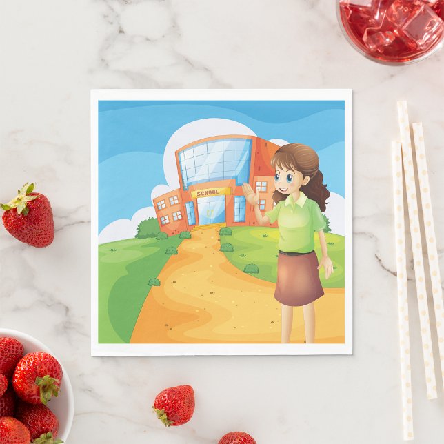 Teacher At School Paper Napkins (Creator Uploaded)