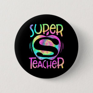Teacher Back To School Apple Tie Dye Funny First D 6 Cm Round Badge