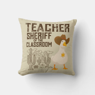 Teacher Back to school Cowboy Retro Goose  Funny Cushion