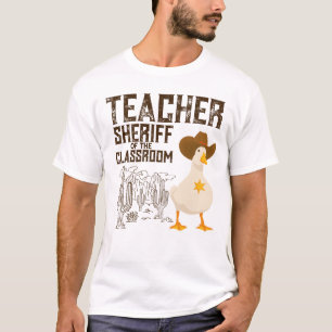 Teacher Back to school Cowboy Retro Goose  Funny T-Shirt